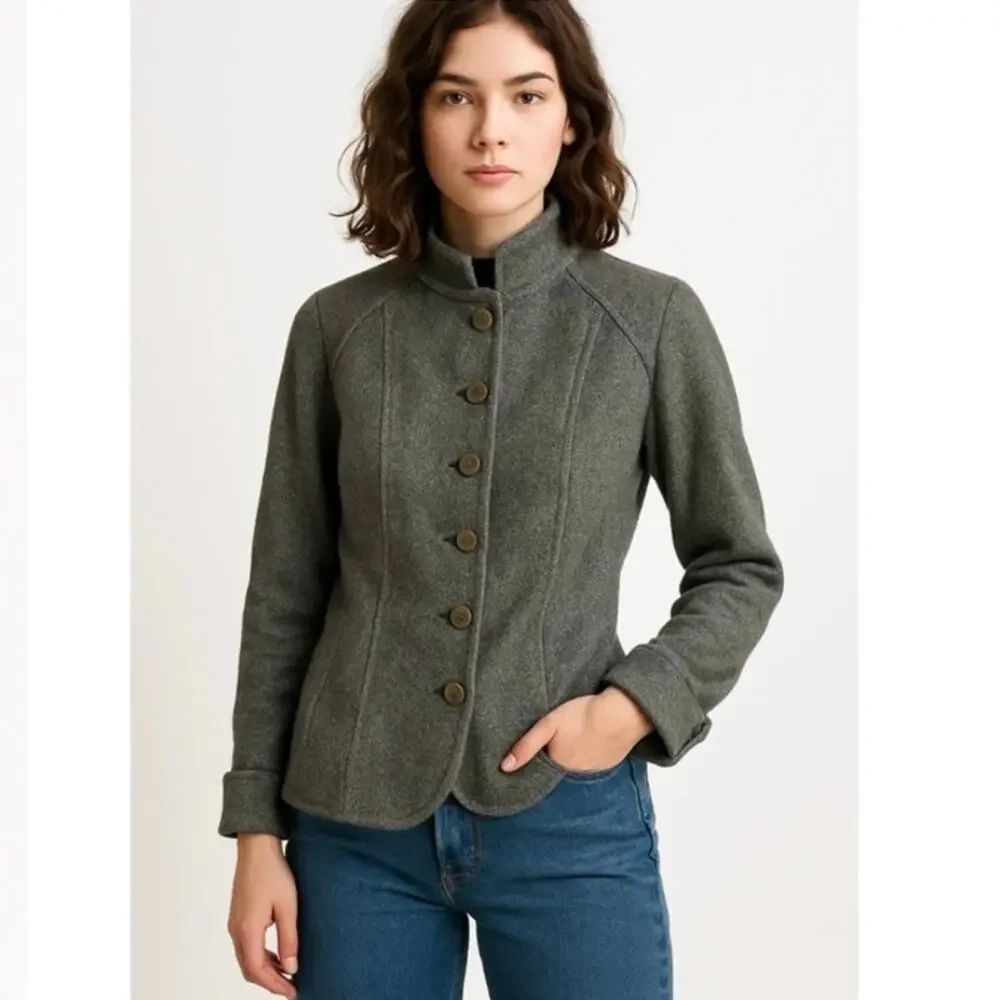 Karl Legerfeld Rare Vintage 90s Gray Tweed Military Steampunk Style Jacket